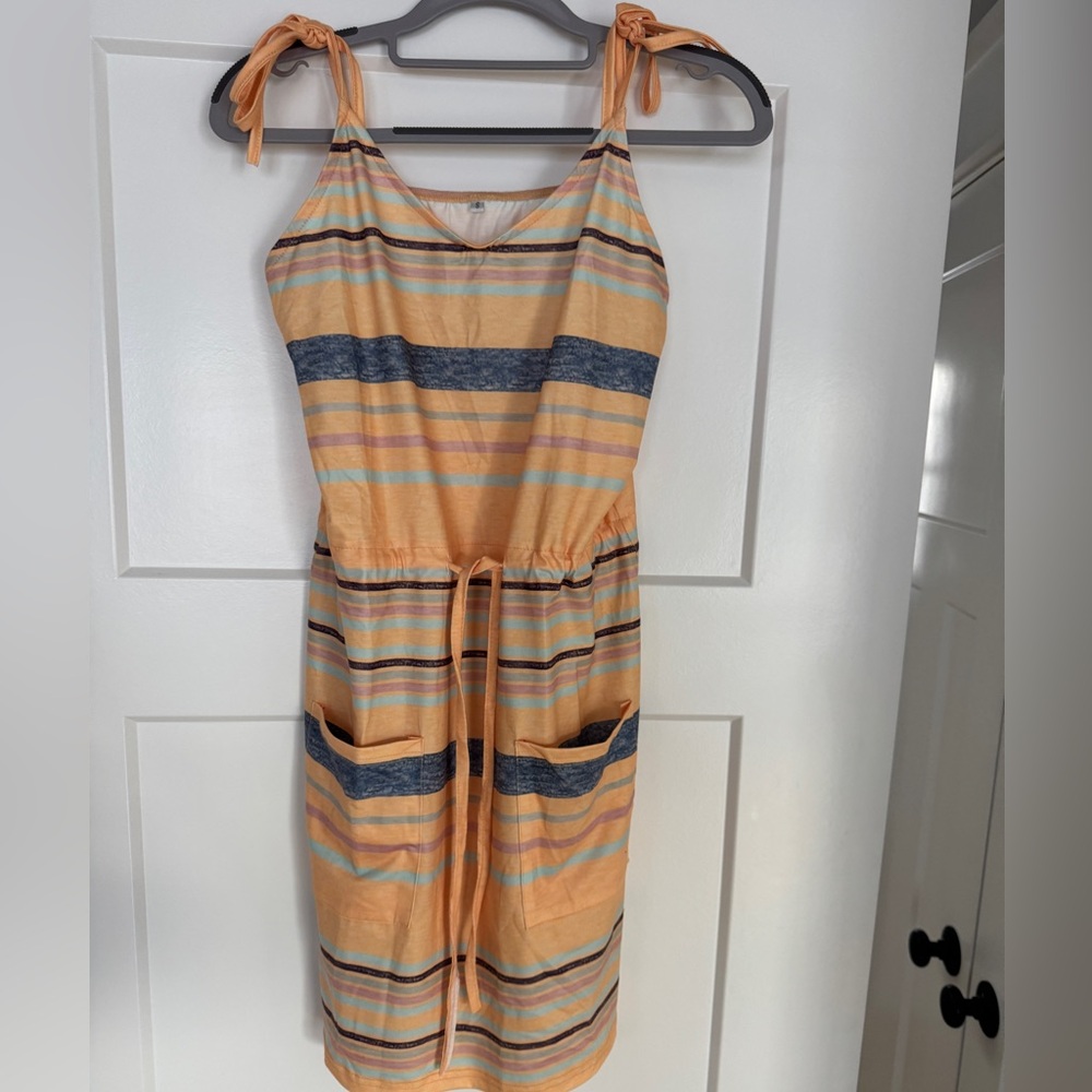 Striped Sleeveless Dress with Pockets